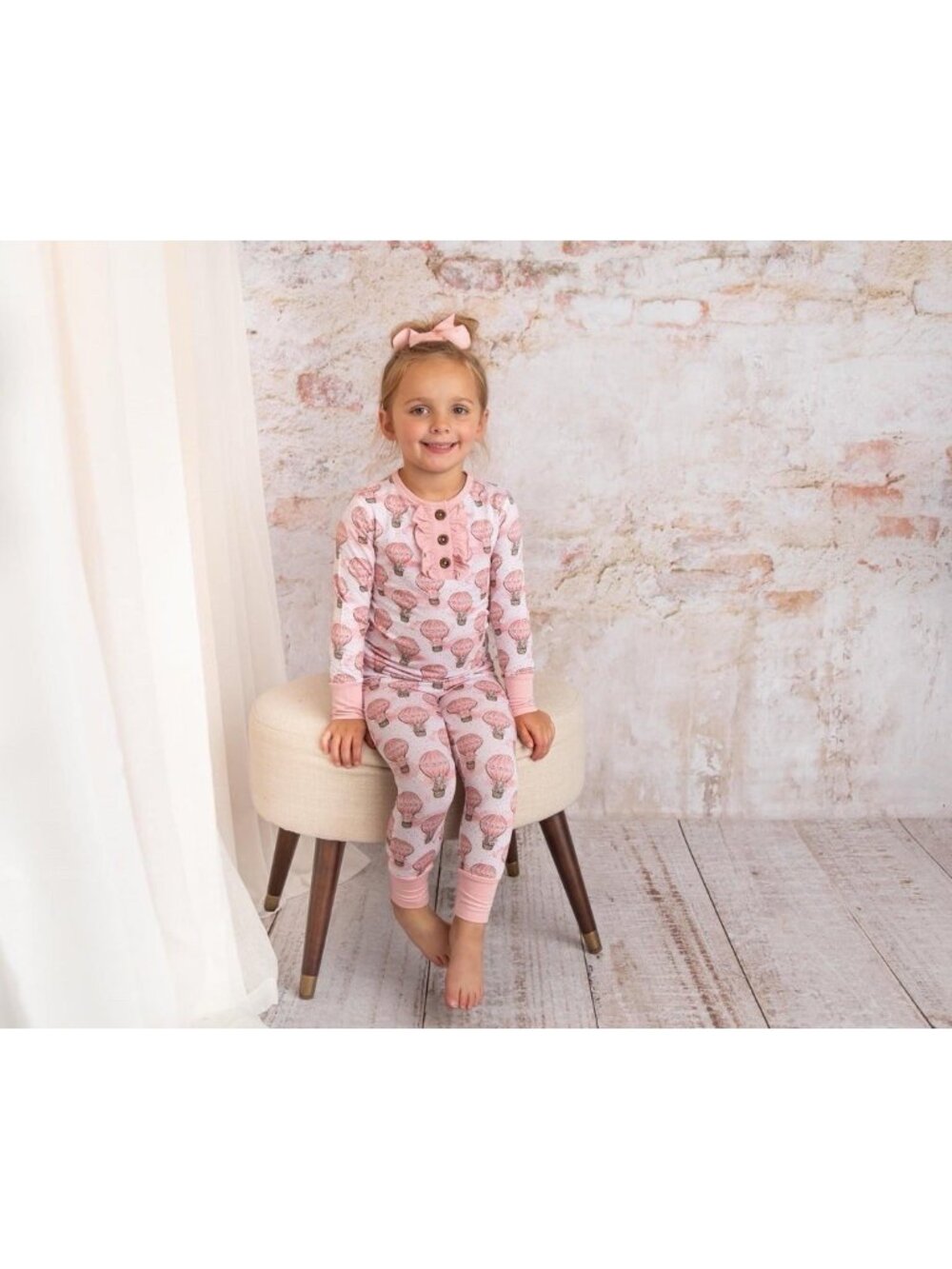 LITTLE DREAMERS Bamboo Viscose 2 Piece Pajama Set Hot Air Balloon Fitted Cozy 7